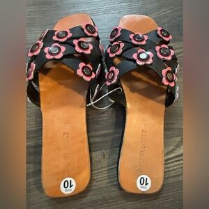 NEW Rachel Comey Acta Sandals Pink Flowers Criss Cross Slides